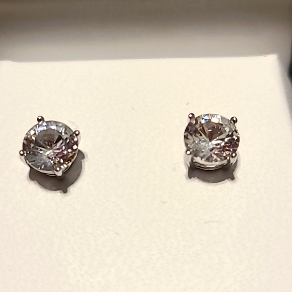 JCP LAB CREATED WHITE SAPPHIRE STERLING SILVER EARRINGS - Picture 3 of 7